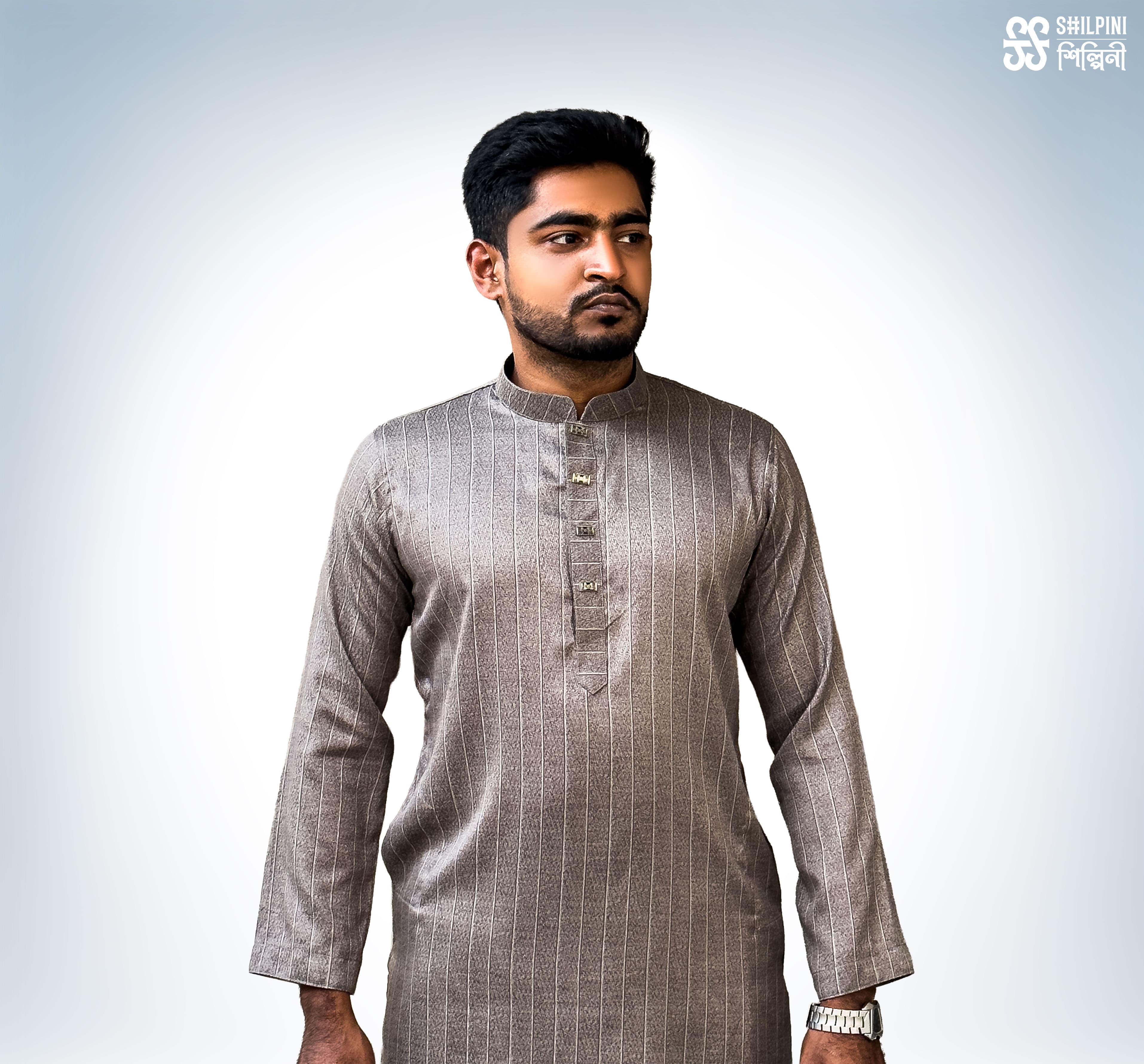 Shilpini Premium Indian Cotton ASH Panjabi