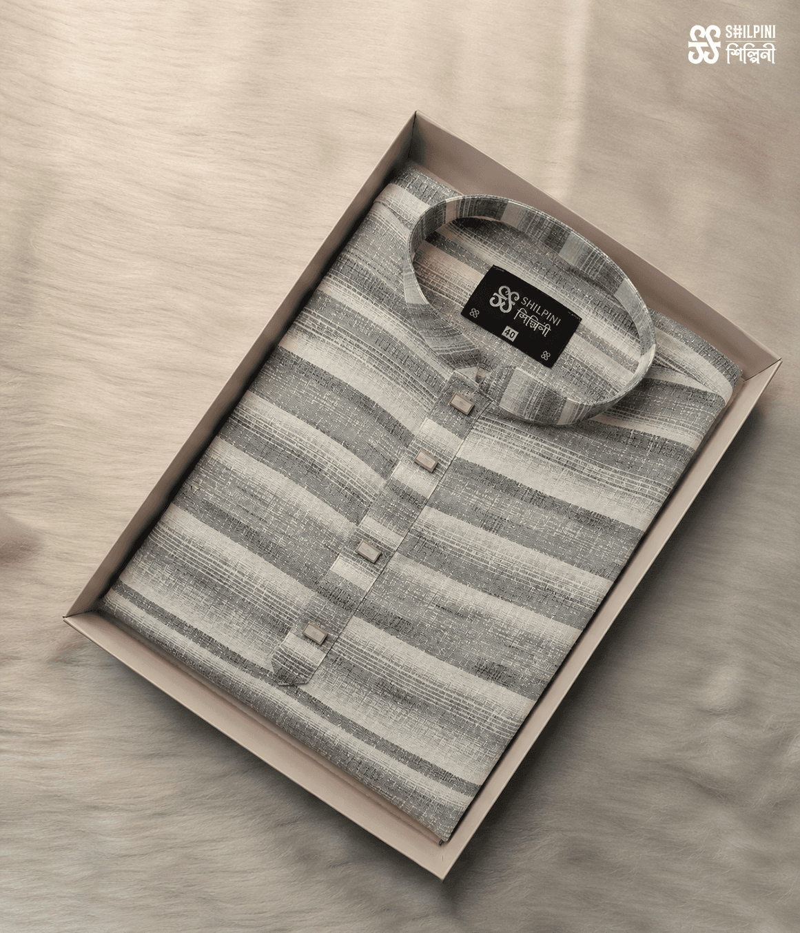 Shilpini Heritage Stripe Panjabi thumbnail 8