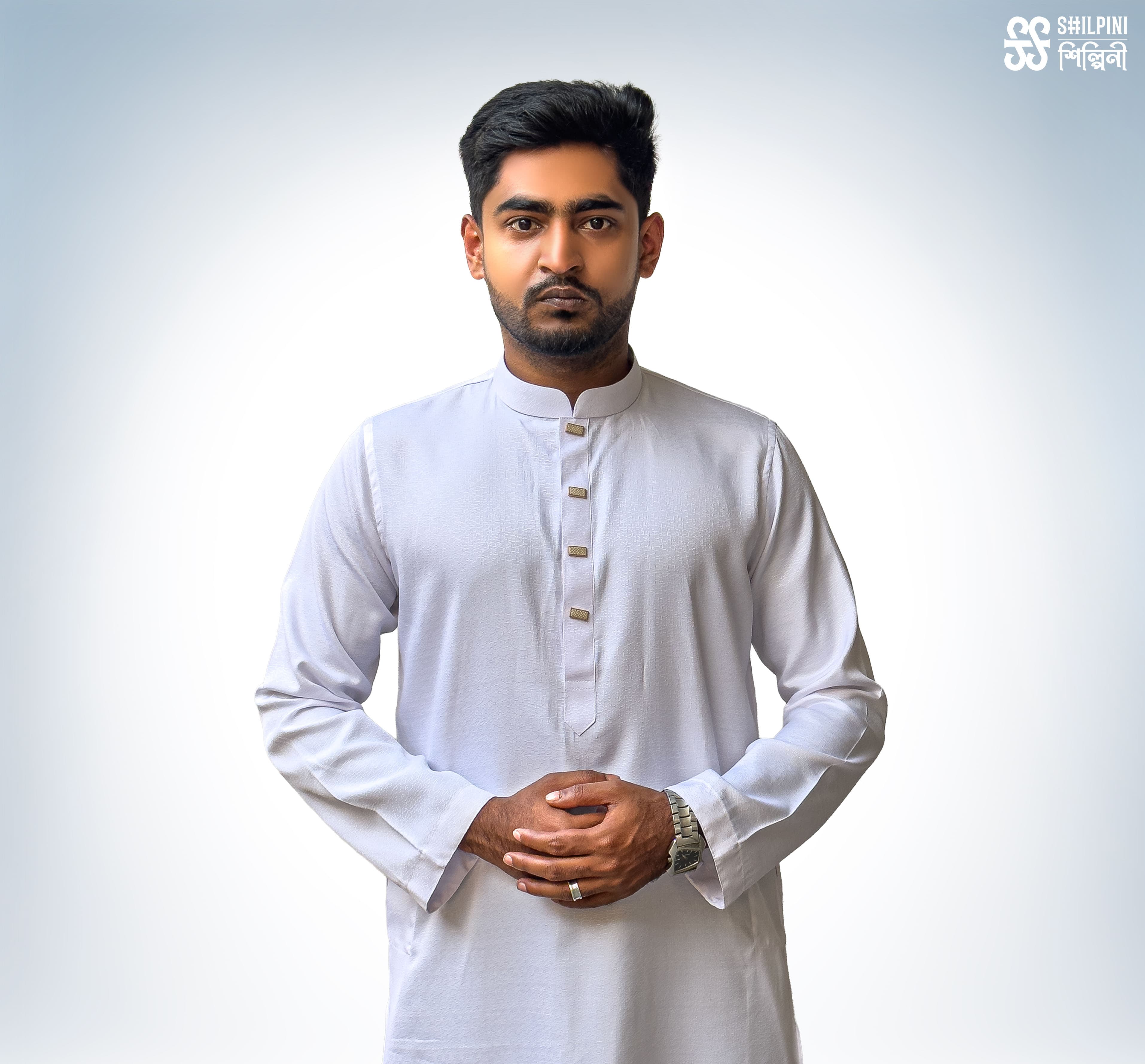 Shilpini Premium Indian Mix Cotton White Panjabi