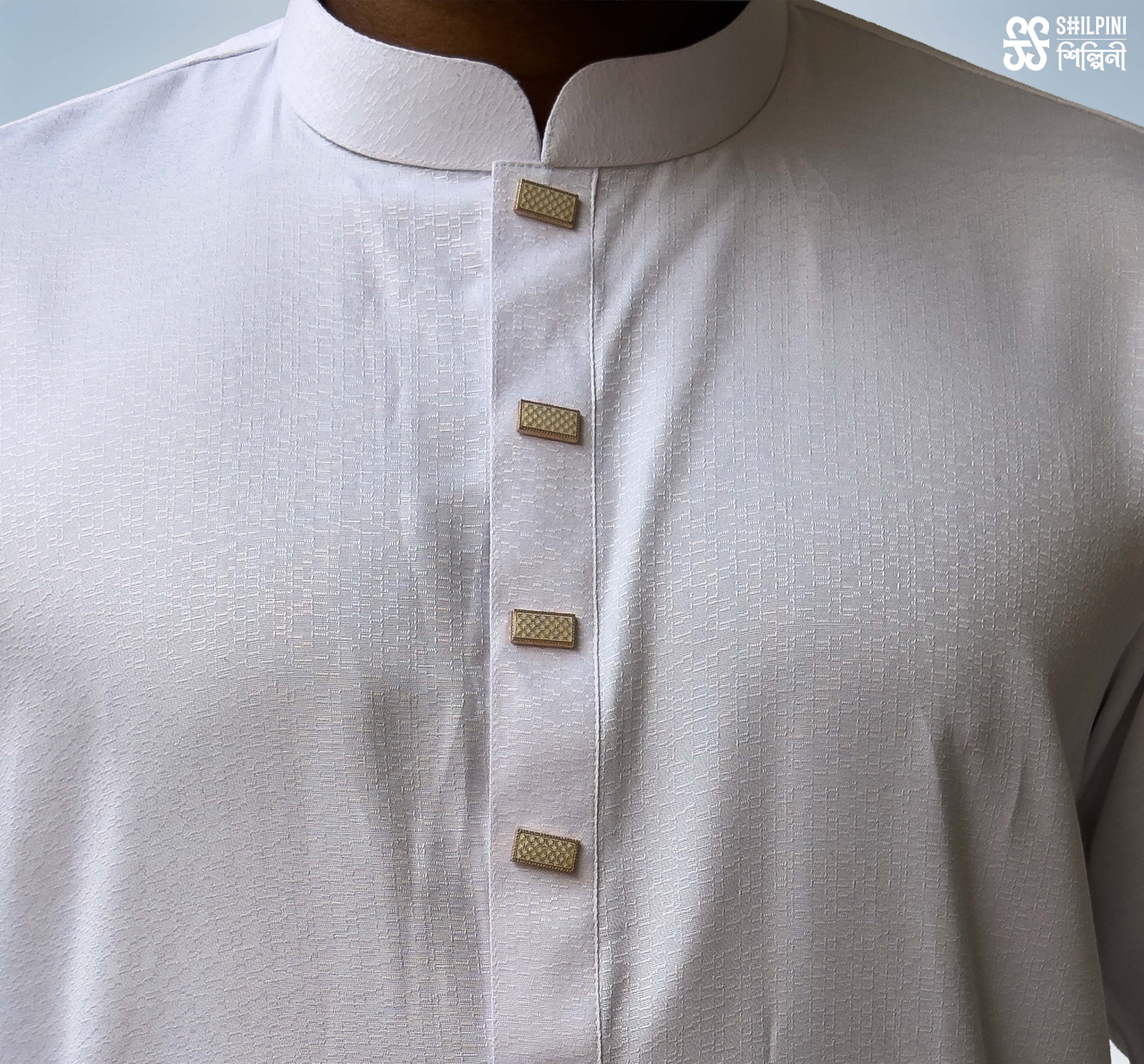 Shilpini Premium Indian Mix Cotton White Panjabi thumbnail 3