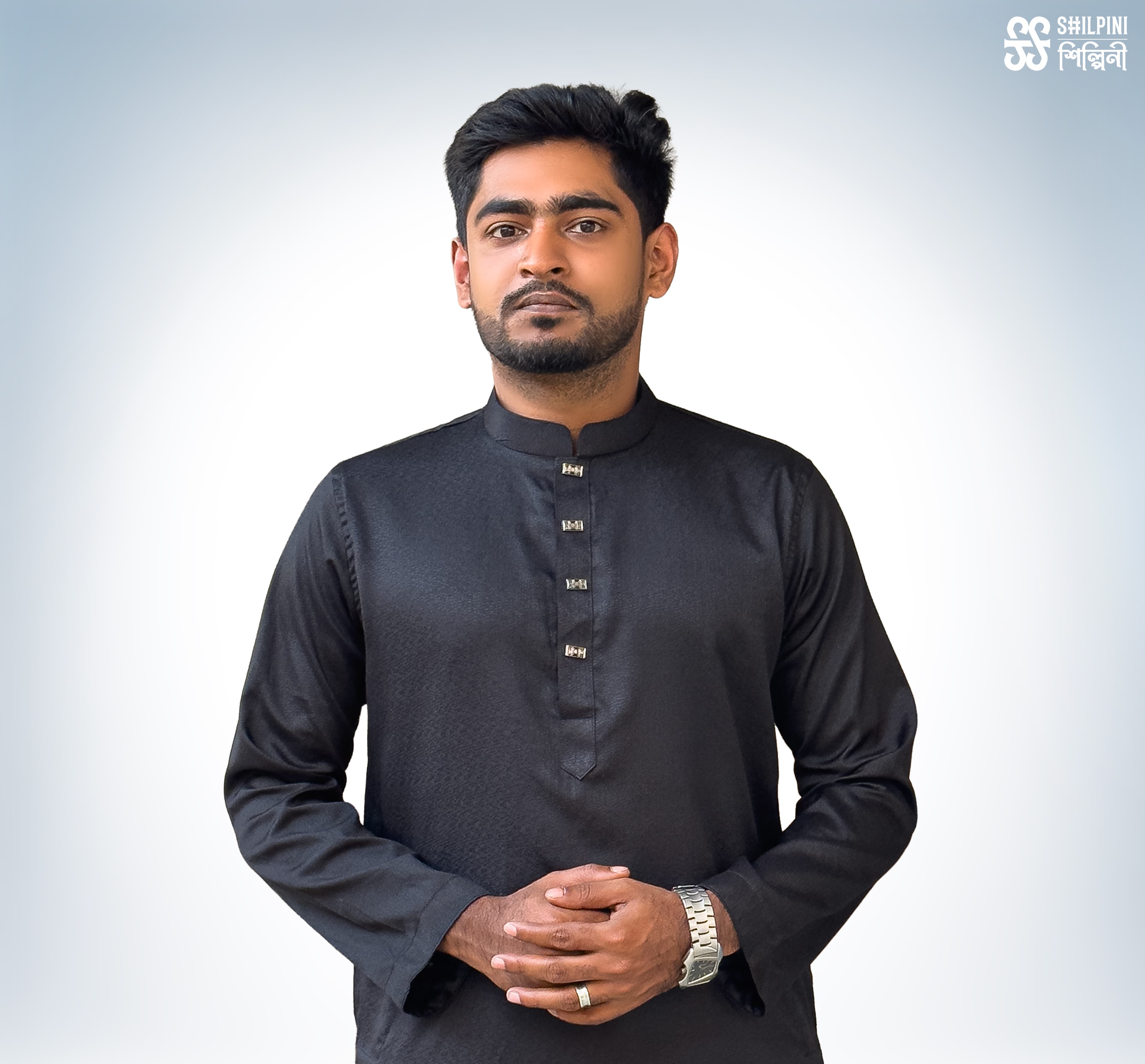 Shilpini Premium Indian Mix Cotton Black Panjabi