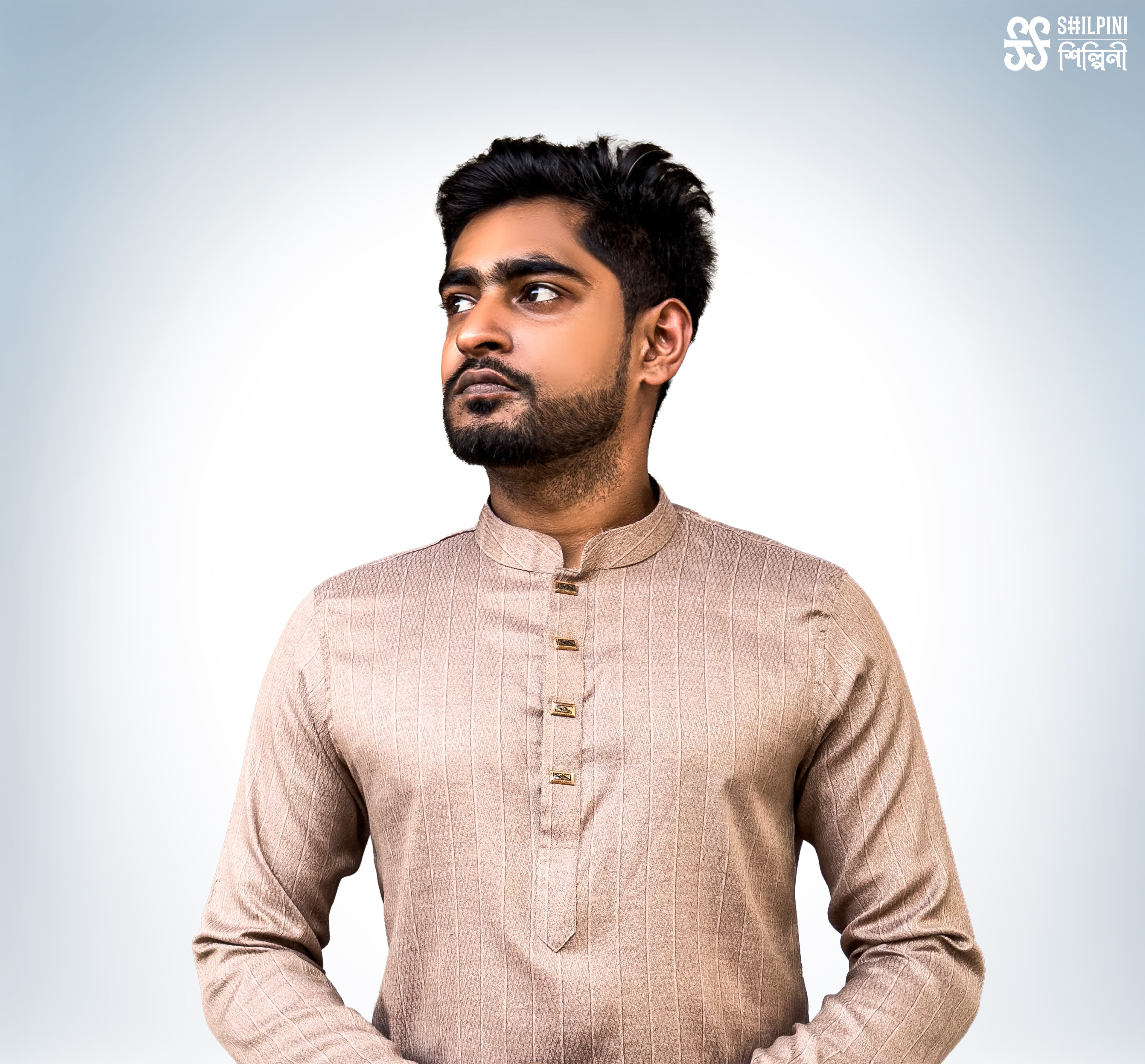 Shilpini Premium Indian Cotton Beige Panjabi thumbnail 2