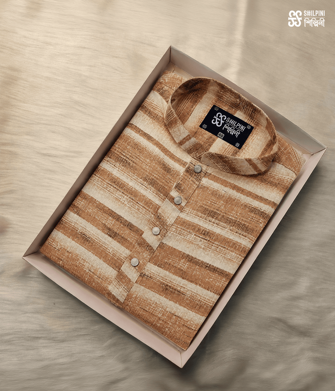 Shilpini Heritage Stripe Panjabi thumbnail 7