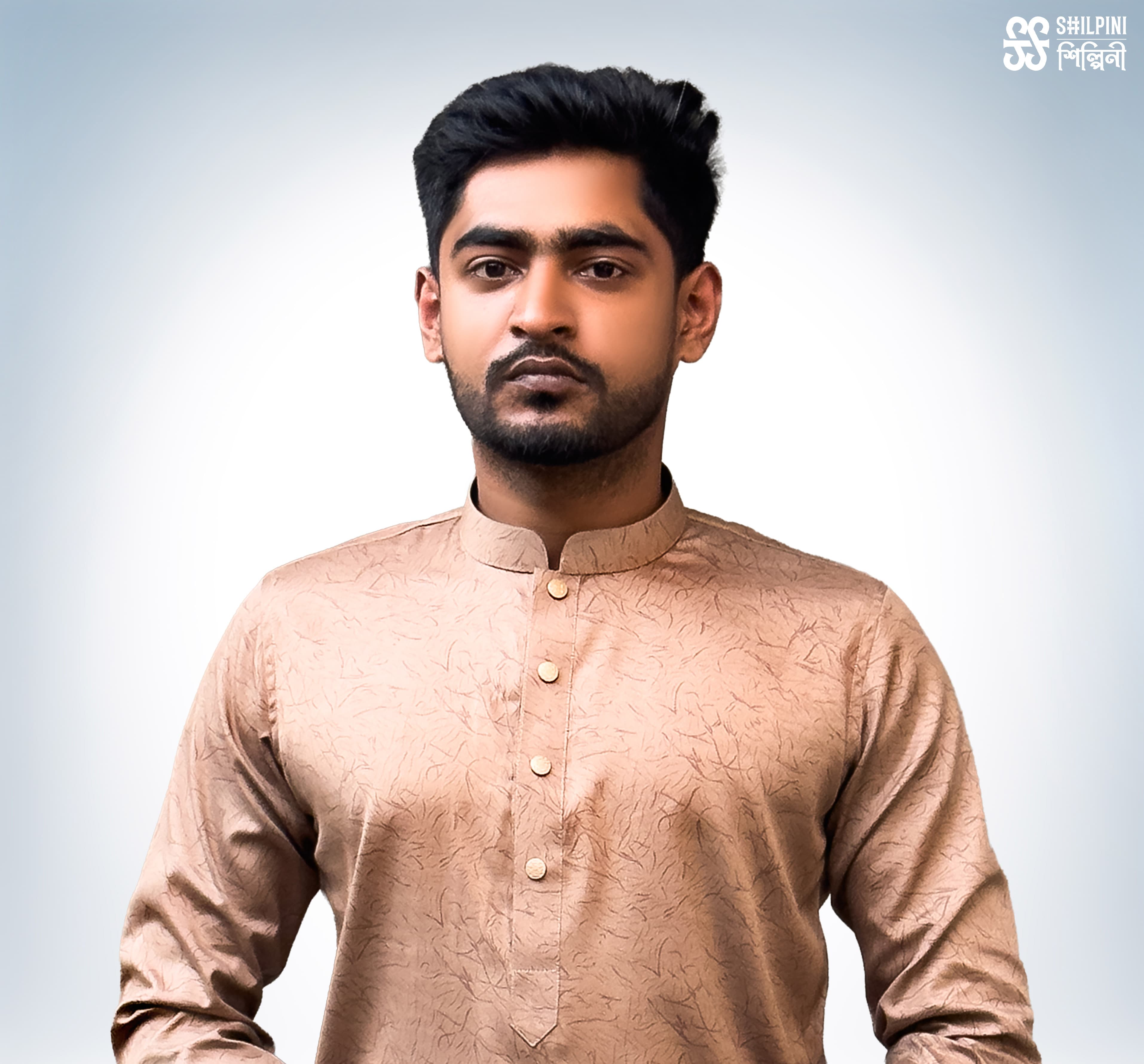 Shilpini - Premium Indian Cotton Brown Print Panjabi thumbnail 2