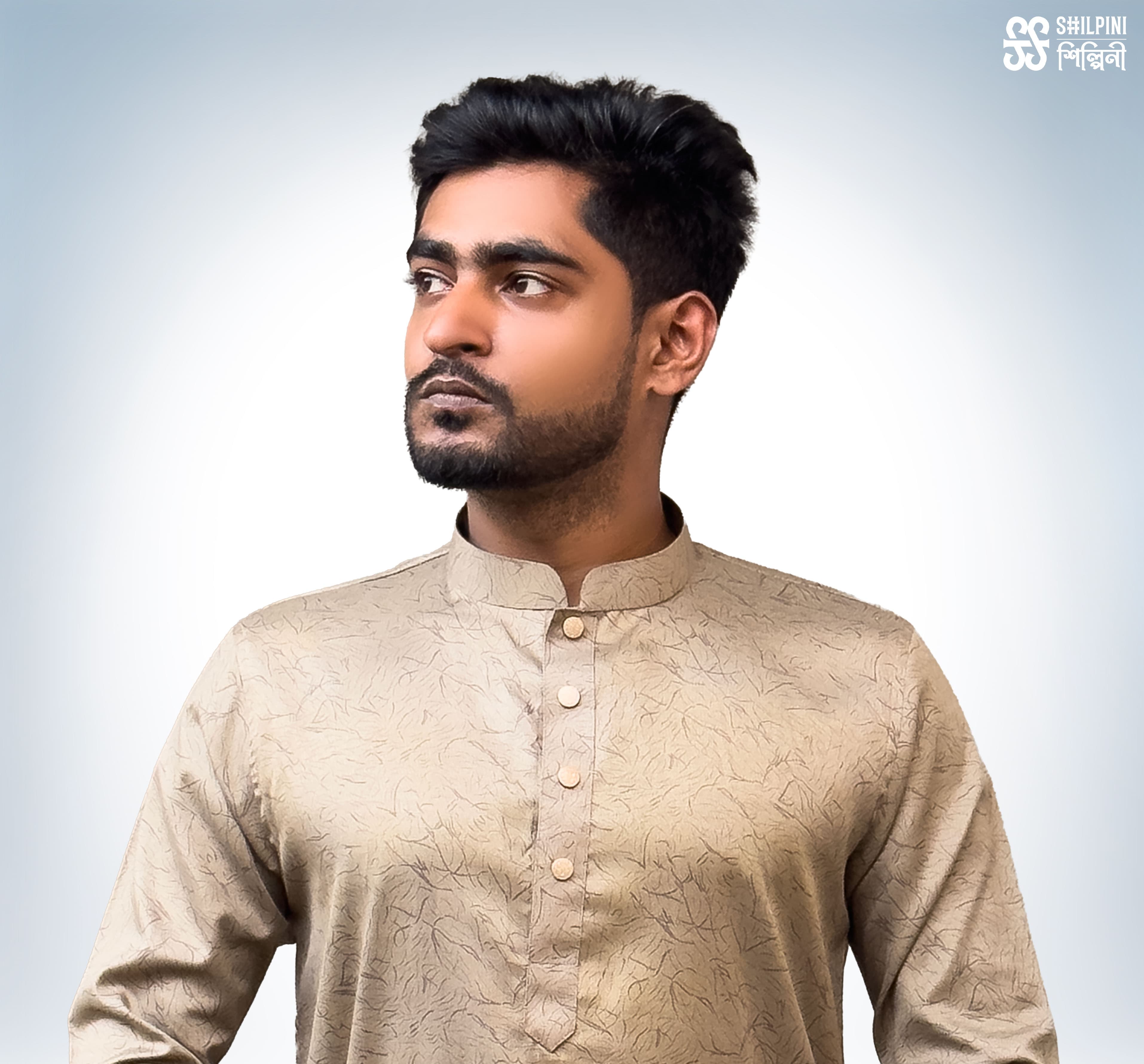 Shilpini - Premium Indian Cotton Golden Print Panjabi thumbnail 2