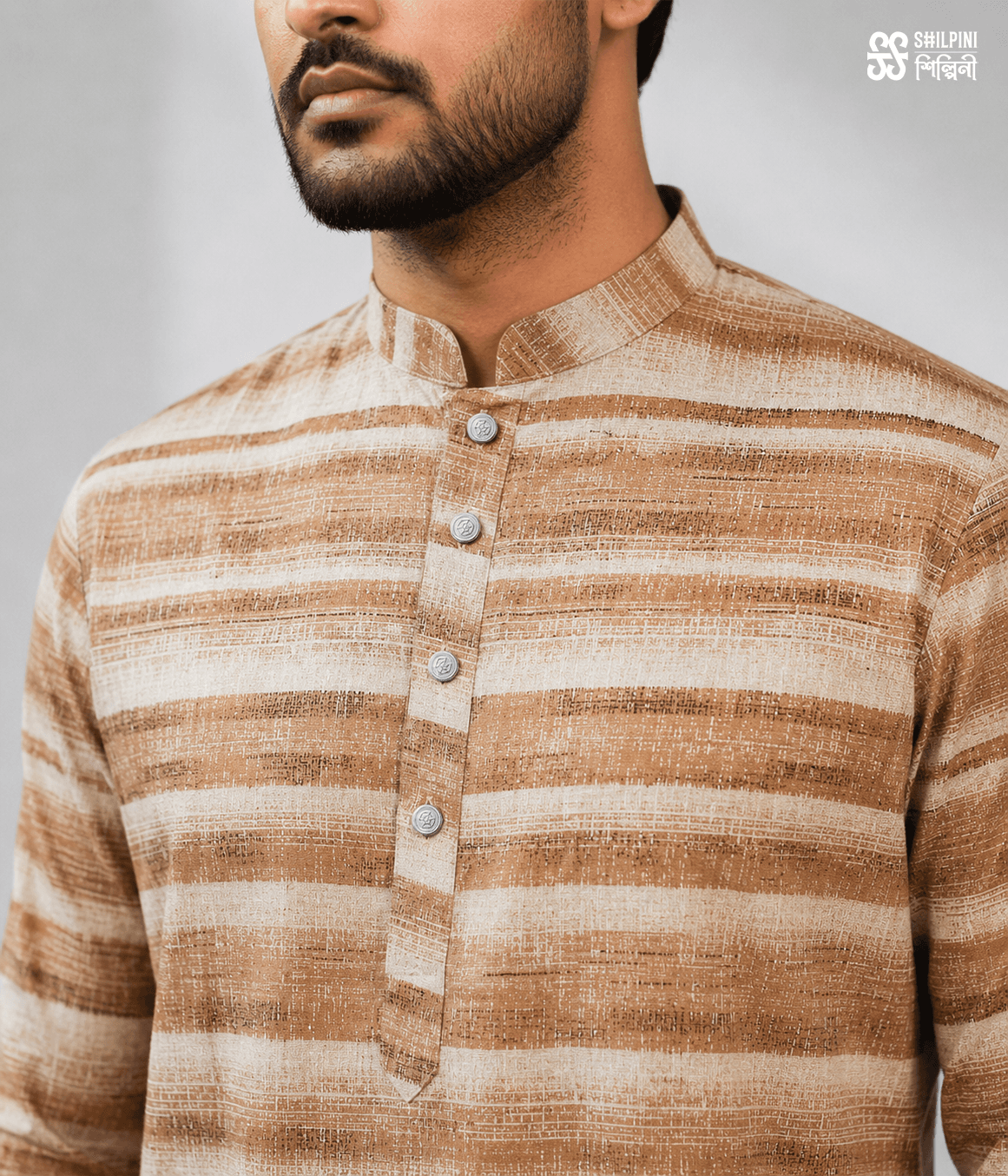 Shilpini Heritage Stripe Panjabi thumbnail 4