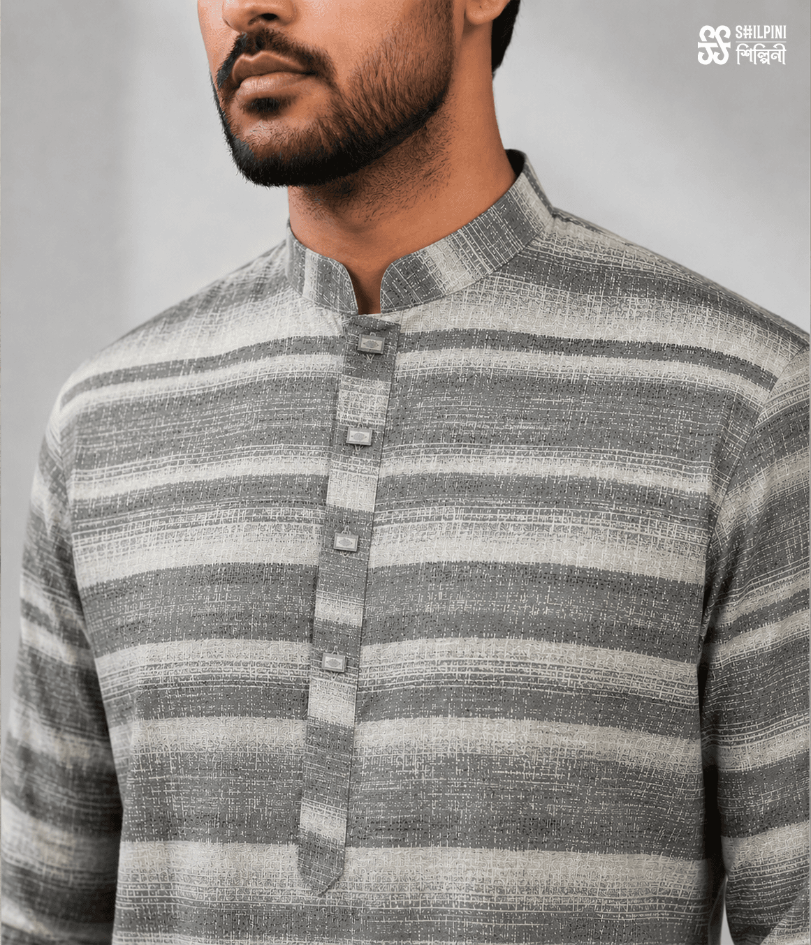 Shilpini Heritage Stripe Panjabi thumbnail 5