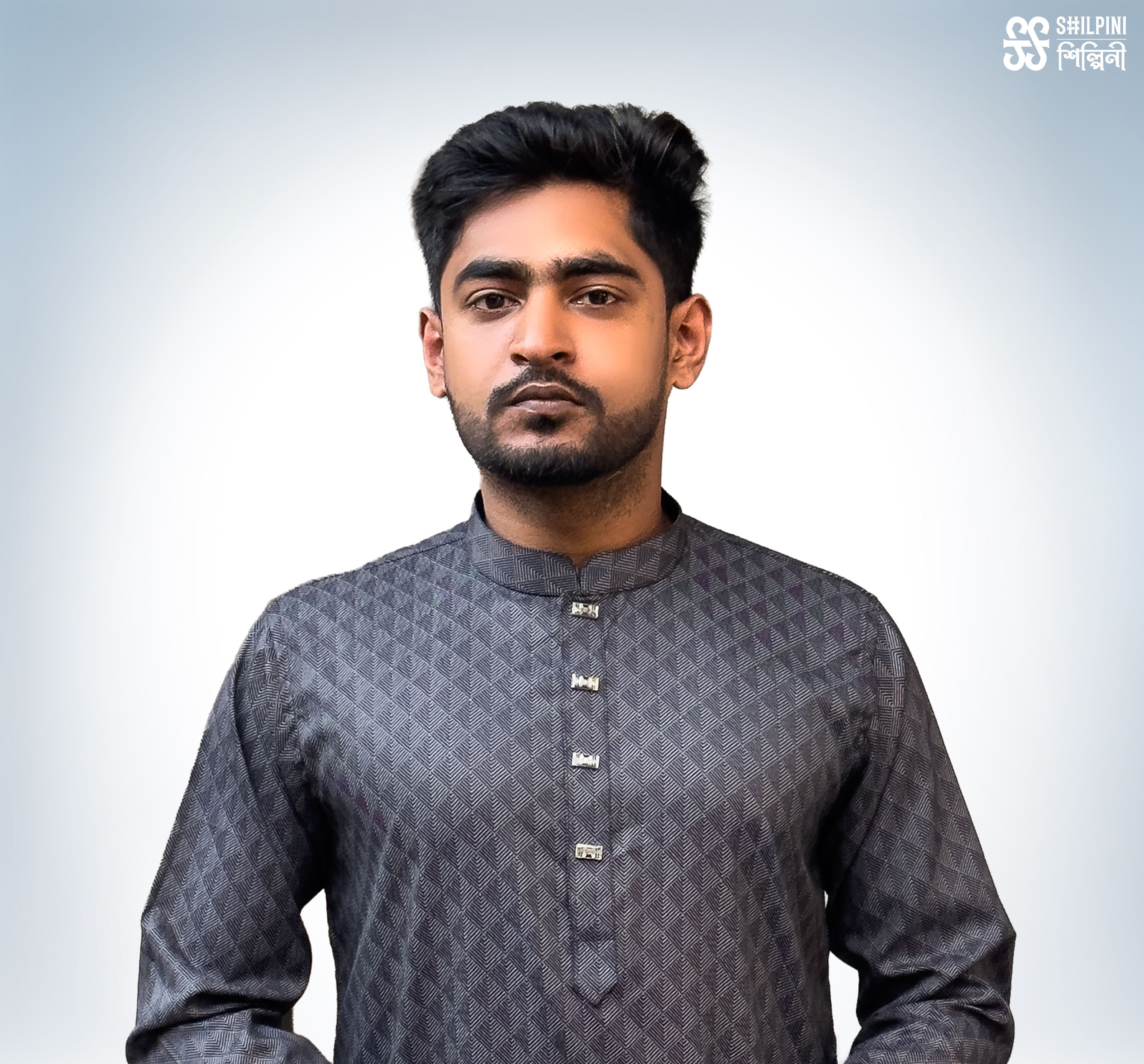 Shilpini Premium Indian Cotton Black Panjabi thumbnail 2