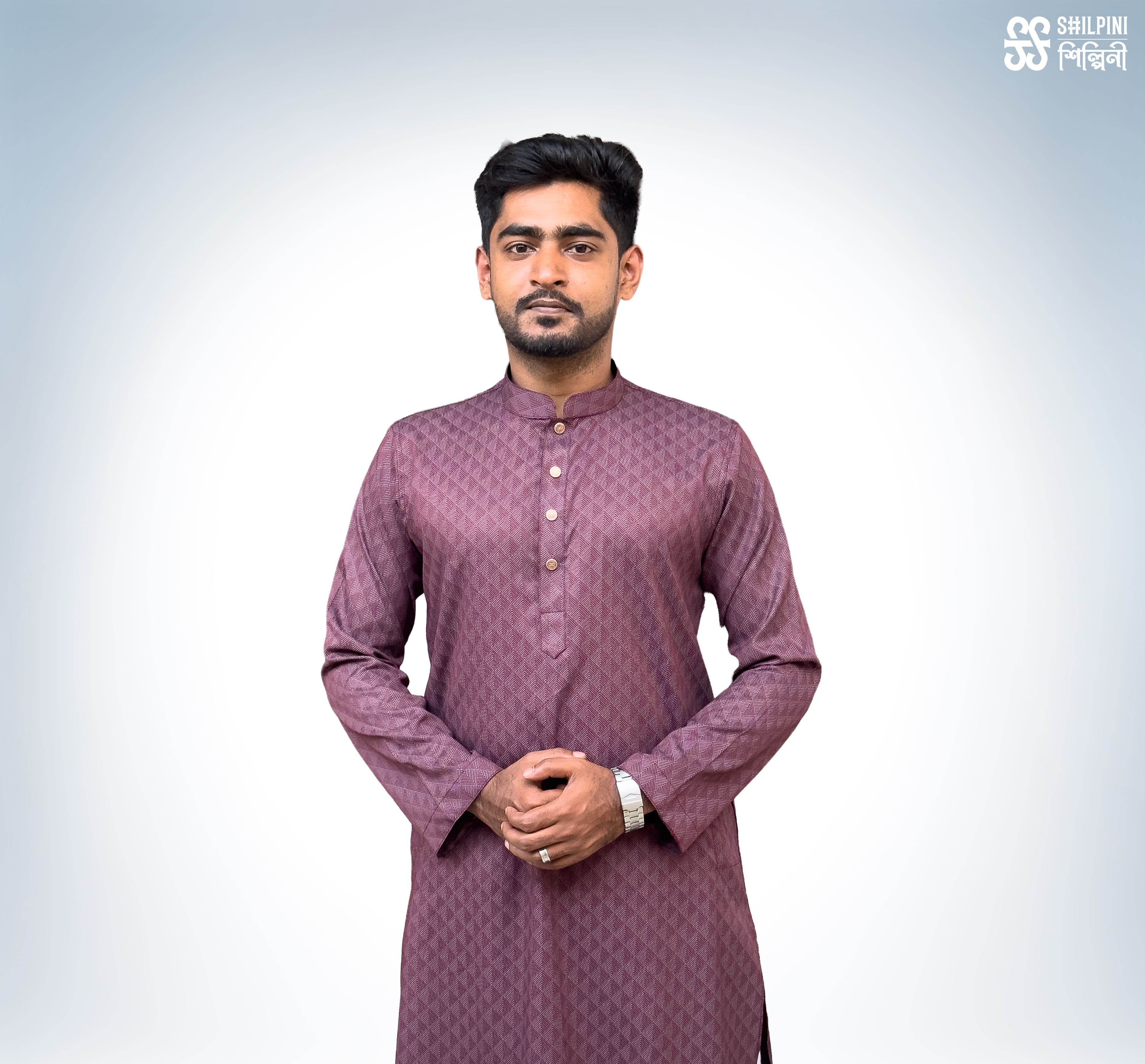 Shilpini Premium Indian Cotton Maroon Panjabi